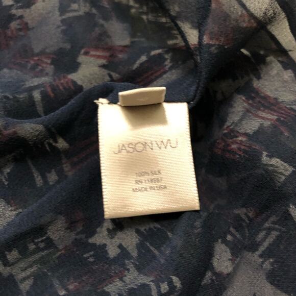 Jason Wu Silk Geometric Abstract Print Dress Size 6 A-Line Sleeveless EUC Black - Picture 7 of 12